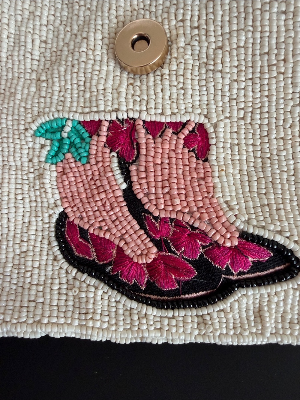 SOL and MĒR | Cowgirl Western Chic Pink Boot/Floral Beaded Shoulder Bag - Picture 11 of 14